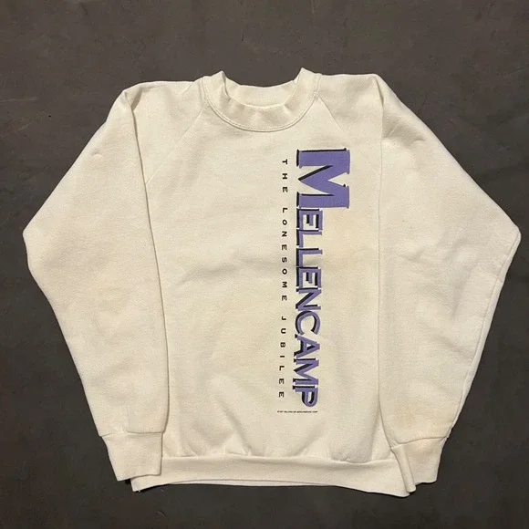 Vintage 1987 JOHN‎ MELLENCAMP The Lonesome Jubilee Size Large White Sweatshirt - Picture 3 of 16